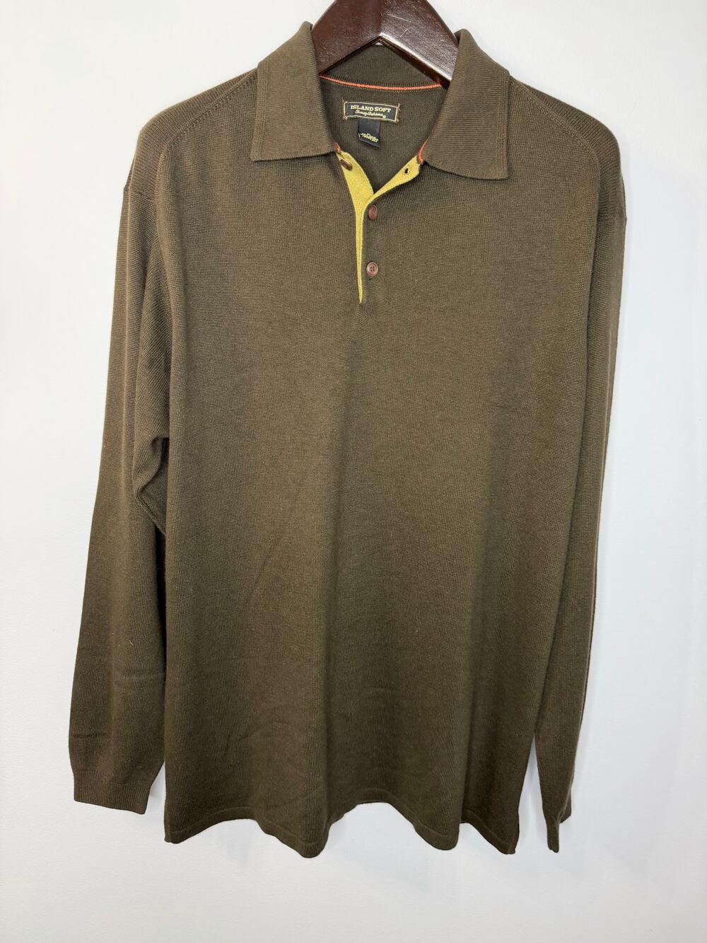Tommy Bahama Silk Cashmere Polo Sweater Long Sleeve Brown Sz M Preppy